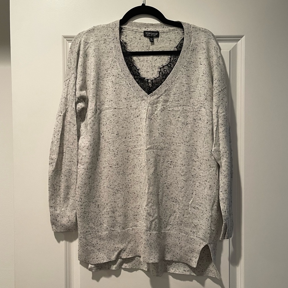 Topshop Sweater with Black Lace Insert